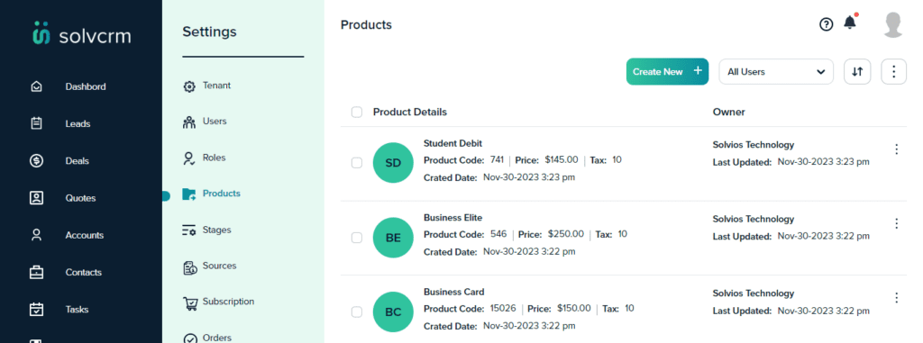 CRM Product Management Field