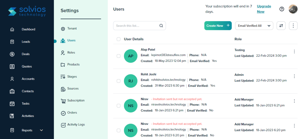 cloud-based CRM Software for user management